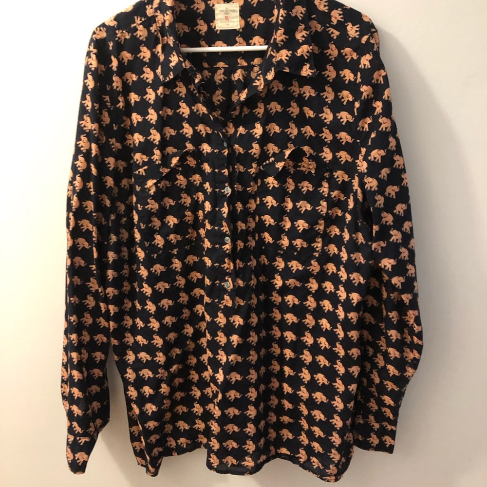 GAP “Fitted Boyfriend” blouse pink elephant